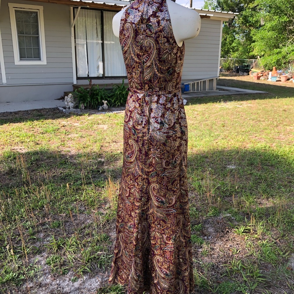 Stylish Classy Ralph Lauren Dress Maroon Paisley Print S 2 - Picture 4 of 11